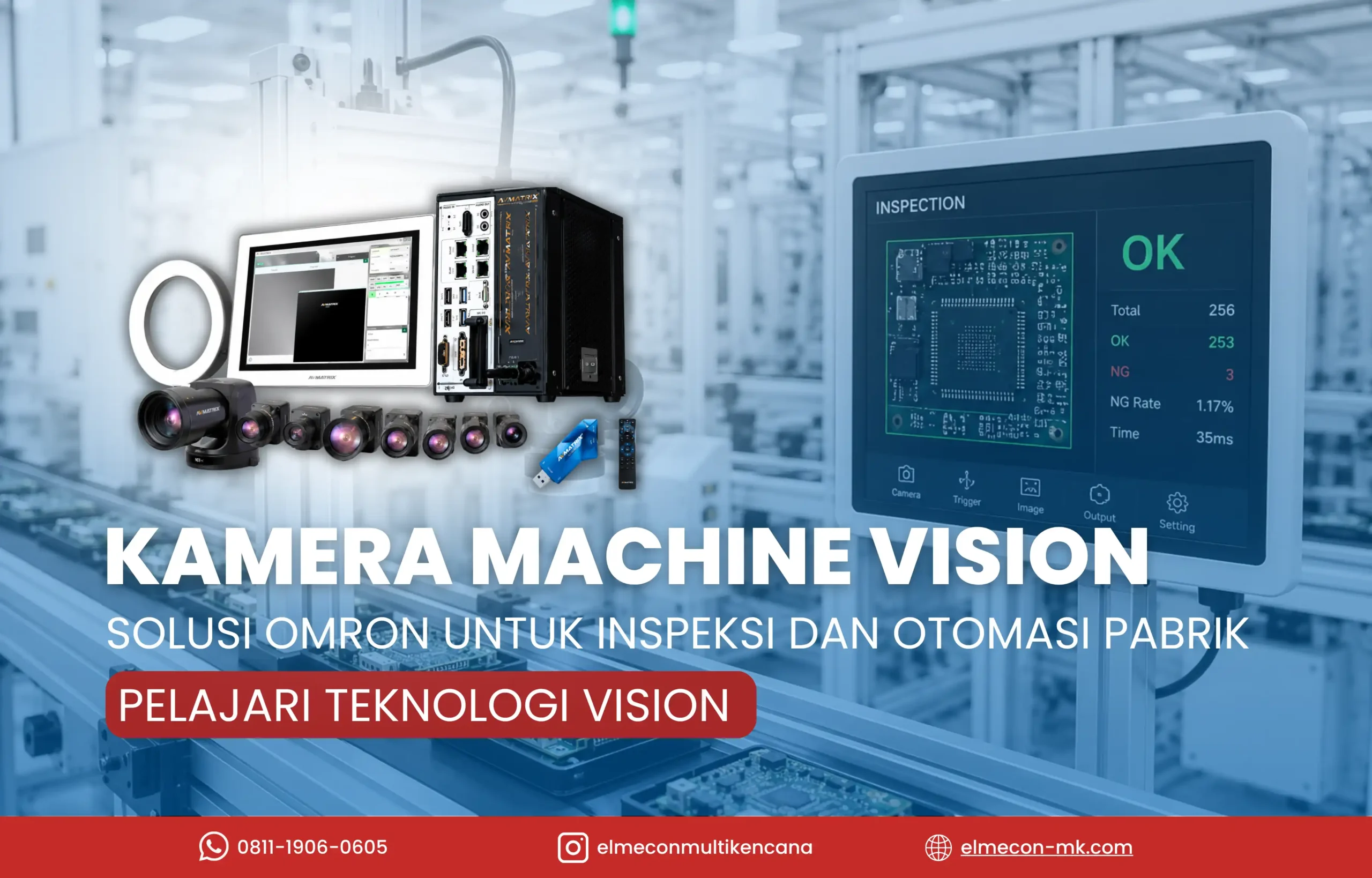 Kamera industri machine vision adalah mata digital lini produksi untuk inspeksi, pengukuran, dan pembacaan kode. Pelajari jenis, komponen, dan solusi Omron untuk pabrik Anda.